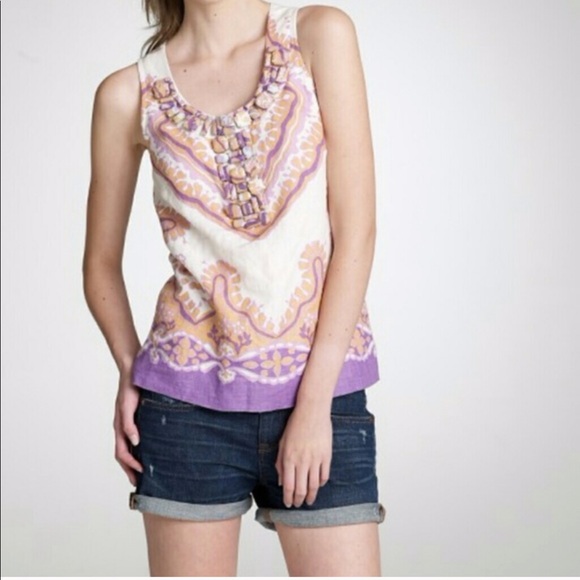 J Crew Mixed Pattern sleeveless Top Sz 4 - Picture 2 of 4